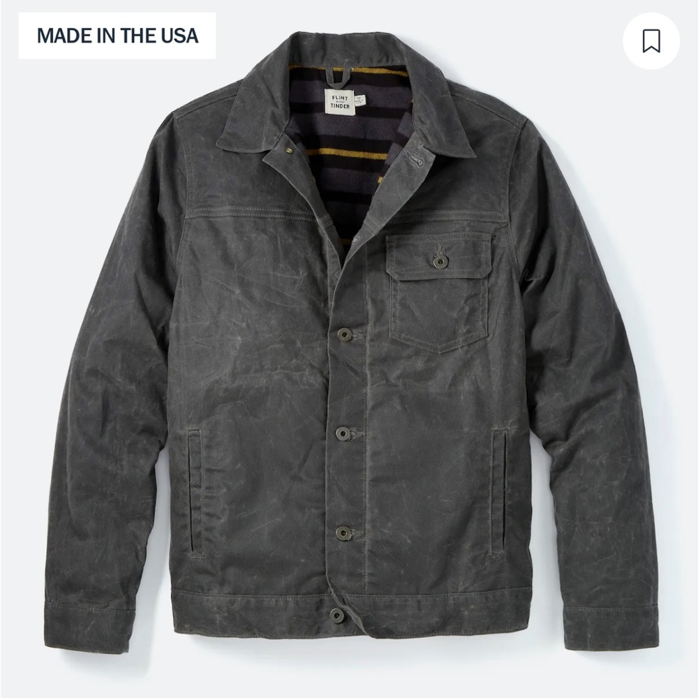 Flint and Tinder flannel lined waxed trucker jacket, XL